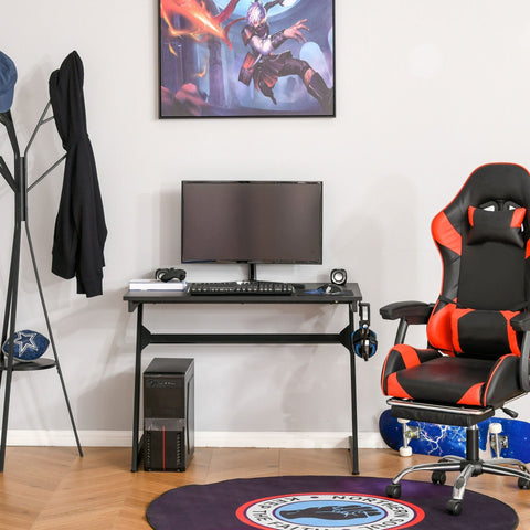 Rootz Computer Table - Black - Engineered Wood, Steel - 39.37cm x 23.62cm x 29.52cm