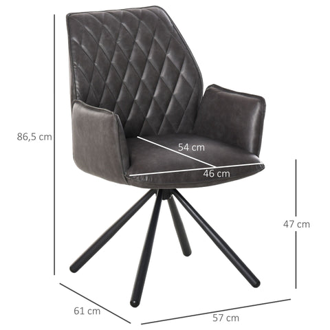 Rootz Dining chair 360 ° - Gray - Leatherette, Steel - 22.44 cm x 24.01 cm x 34.05 cm