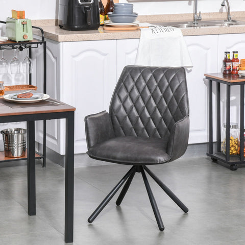 Rootz Dining chair 360 ° - Gray - Leatherette, Steel - 22.44 cm x 24.01 cm x 34.05 cm