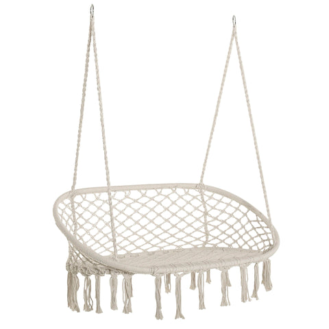 Rootz Hammock Chair - White - Steel, Polyester, Cotton - 51.18 cm x 29.52 cm x 15.74 cm