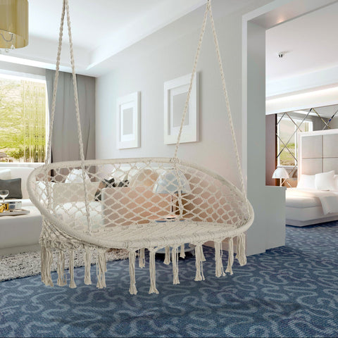 Rootz Hammock Chair - White - Steel, Polyester, Cotton - 51.18 cm x 29.52 cm x 15.74 cm