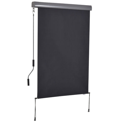 Rootz Roller Blind With Hand Crank - Black - Aluminium, Polyester - 39.37 cm x cm x 55.11 cm