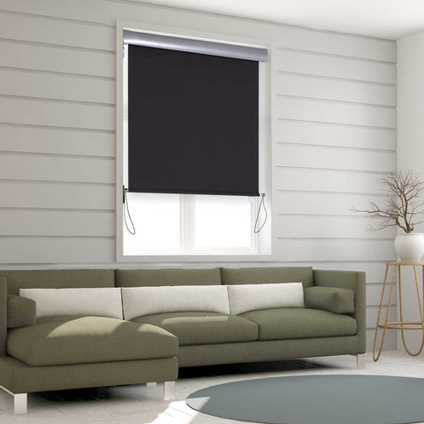 Rootz Roller Blind With Hand Crank - Black - Aluminium, Polyester - 39.37 cm x cm x 55.11 cm