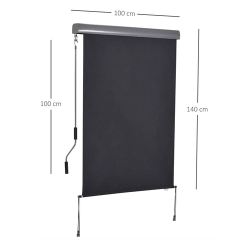 Rootz Roller Blind With Hand Crank - Black - Aluminium, Polyester - 39.37 cm x cm x 55.11 cm