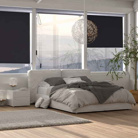 Rootz Roller Blind With Hand Crank - Black - Aluminium, Polyester - 39.37 cm x cm x 55.11 cm