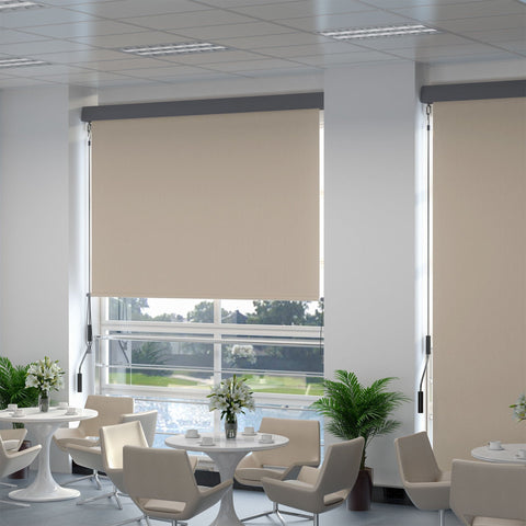 Rootz Roller Blind With Hand Crank - White - Aluminium, Polyester - 39.37 cm x cm x 55.11 cm