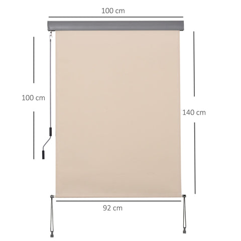 Rootz Roller Blind With Hand Crank - White - Aluminium, Polyester - 39.37 cm x cm x 55.11 cm