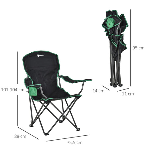 Rootz Camping Chair - Black, Green - Oxford, Metal, Nylon - 29.72 cm x 34.64 cm x 40.94 cm