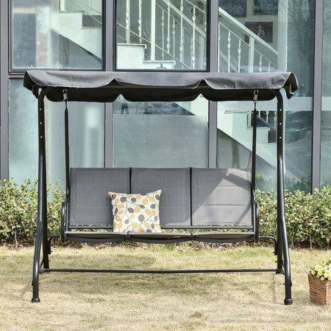 Rootz Swing 3-Sitzer – Grau – Stahl, Polyester, Schaumstoff – 80,7 cm x 46,45 cm x 66,92 cm