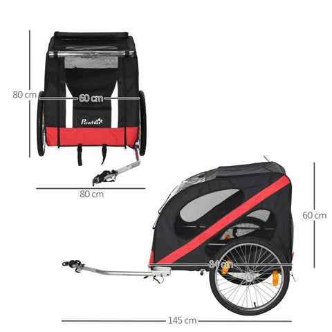 Rootz Bicycle Trailer For Pets - Black, Red - Metal, - 57.08 cm x 31.49 cm x 31.49 cm