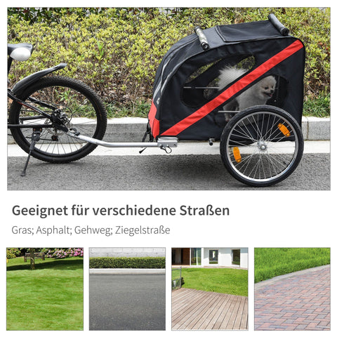 Rootz Bicycle Trailer For Pets - Black, Red - Metal, - 57.08 cm x 31.49 cm x 31.49 cm