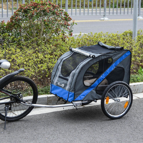 Rootz Bicycle Trailer For Pets - Grey, Blue - Metal, - 57.08 cm x 31.49 cm x 31.49 cm