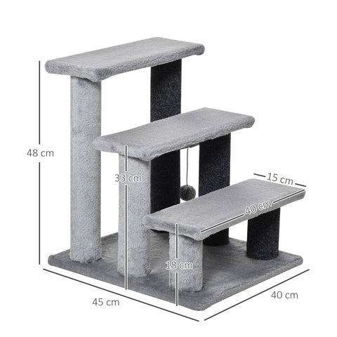 Rootz Pet Stairs - Grijs - Spaanplaat, Pluche - 17.71 cm x 15.74 cm x 18.89 cm
