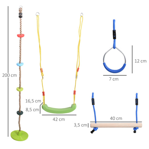 Rootz Ninja Slackline Set - Green, Blue, Red - Polyester, Pp, Wood - 59.05 cm x 5.9 cm x cm