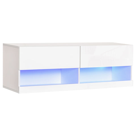Rootz TV Hanging Shelf with LED 16 Flashing Modes - White - Engineered Wood - 47.24 cm x 13.77 cm x 15.94 cm