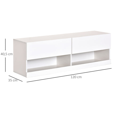 Rootz TV Hanging Shelf with LED 16 Flashing Modes - White - Engineered Wood - 47.24 cm x 13.77 cm x 15.94 cm