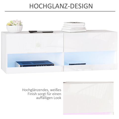 Rootz TV Hanging Shelf with LED 16 Flashing Modes - White - Engineered Wood - 47.24 cm x 13.77 cm x 15.94 cm