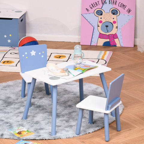 Rootz 3-delige kinderzitset - blauw, wit - grenen, bewerkt hout - 23,62 cm x 15,74 cm x 16,92 cm