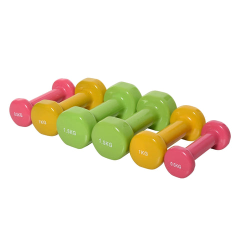 Rootz Dumbbell Set - Red, Yellow, Green - Steel, Pu, Plastic - 16.92 cm x 7.08 cm x 2.95 cm