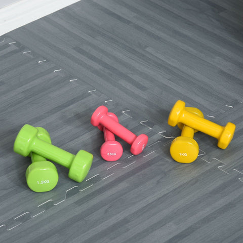 Rootz Dumbbell Set - Red, Yellow, Green - Steel, Pu, Plastic - 16.92 cm x 7.08 cm x 2.95 cm