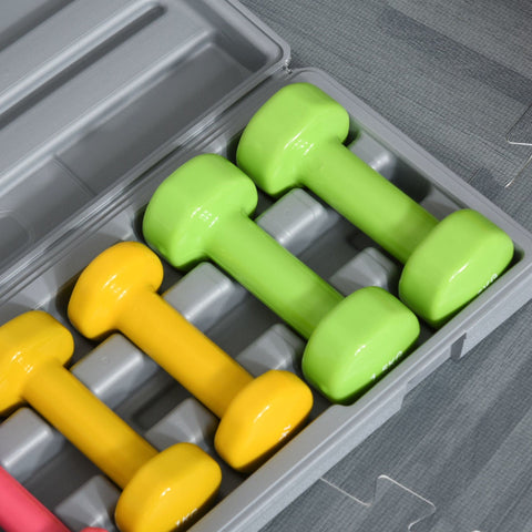 Rootz Dumbbell Set - Red, Yellow, Green - Steel, Pu, Plastic - 16.92 cm x 7.08 cm x 2.95 cm