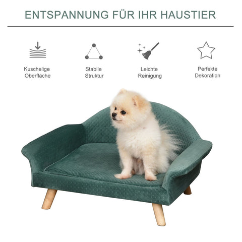 Rootz Haustiersofa – Grün – Samt, Schaumstoff, Birke – 28,74 cm x 22,83 cm x 14,56 cm