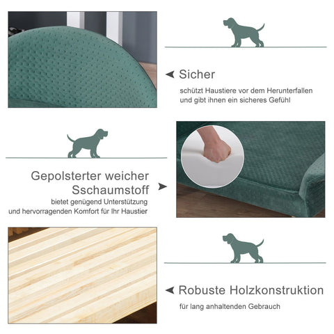 Rootz Haustiersofa – Grün – Samt, Schaumstoff, Birke – 28,74 cm x 22,83 cm x 14,56 cm