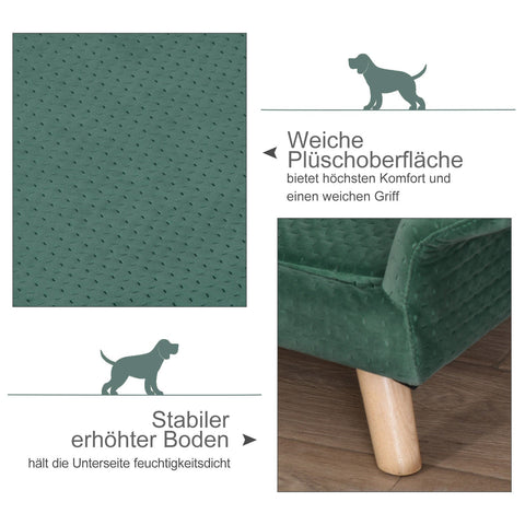 Rootz Haustiersofa – Grün – Samt, Schaumstoff, Birke – 28,74 cm x 22,83 cm x 14,56 cm