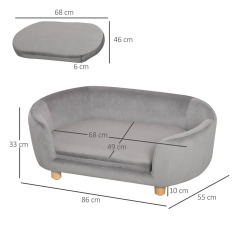Rootz Haustiersofa – Grau – Niederländisch, Samt, Schwamm – 33,85 cm x 21,65 cm x 12,99 cm