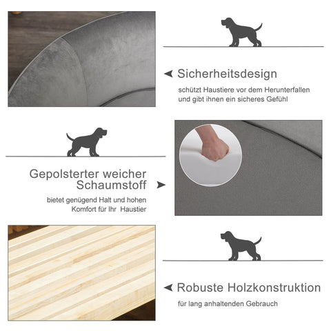 Rootz Haustiersofa – Grau – Niederländisch, Samt, Schwamm – 33,85 cm x 21,65 cm x 12,99 cm