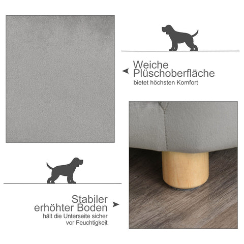 Rootz Haustiersofa – Grau – Niederländisch, Samt, Schwamm – 33,85 cm x 21,65 cm x 12,99 cm