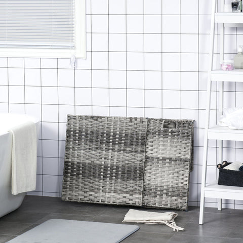 Rootz Polyrattan Laundry Basket - Gray - Pe Rattan, Metal Pipe, Poly Cotton - 22.44 cm x 13.38 cm x 23.62 cm