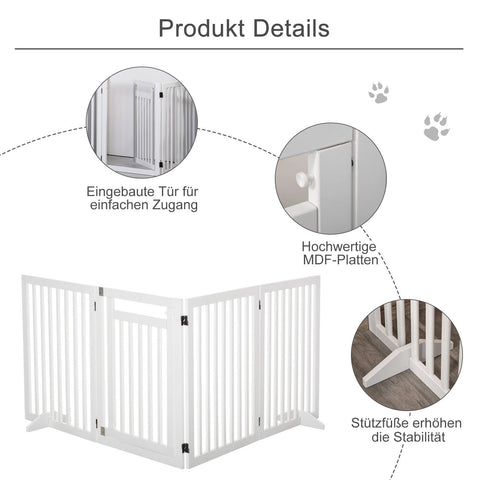 Rootz Animals Foldable Safety Guard Support - White - Engineered Wood - 94.48cm x 0.7cm x 31.88cm