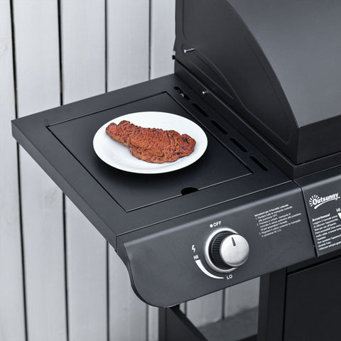 Rootz BBQ Grill Cart with 7 burners and multi-function cabinet - Black - Metal - 53.14 cm x 19.68 cm x 39.37 cm