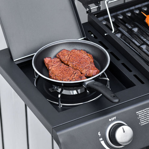 Rootz BBQ Grill Cart with 7 burners and multi-function cabinet - Black - Metal - 53.14 cm x 19.68 cm x 39.37 cm