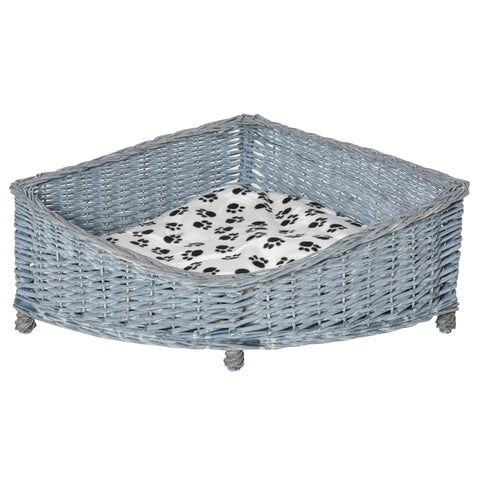 Rootz Haustiersofa – Grau – Korbgeflecht, Plüsch, PP-Baumwolle – 26,77 cm x 26,77 cm x 12,6 cm