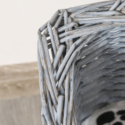 Rootz Haustiersofa – Grau – Korbgeflecht, Plüsch, PP-Baumwolle – 26,77 cm x 26,77 cm x 12,6 cm