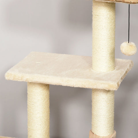 Rootz cat tree crab pos - Brown, Beige - Engineered Wood, Plush, Sisal - 23.62 cm x 15.74 cm x 42.91 cm