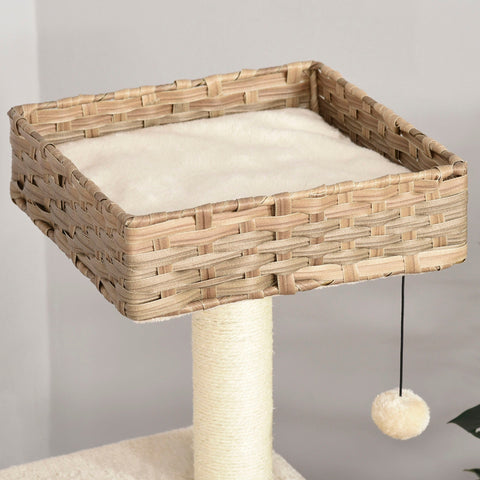 Rootz cat tree crab pos - Brown, Beige - Engineered Wood, Plush, Sisal - 23.62 cm x 15.74 cm x 42.91 cm