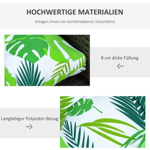 Rootz Set Of 2 Seat Cushions - Green - Polyester, Pp - 19.68 cm x 17.71 cm x 3.14 cm