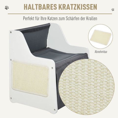 Rootz Outdoor Kattenhuis Met Terras - Wit, Grijs - Canvas, Mdf - 18.9 cm x 14.76 cm x 19.69 cm