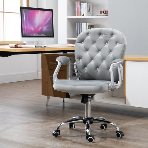 Rootz Swivel Chair - Gray - Velvet, Foam, Nylon - 23.42 cm x 23.81 cm x 37.4 cm