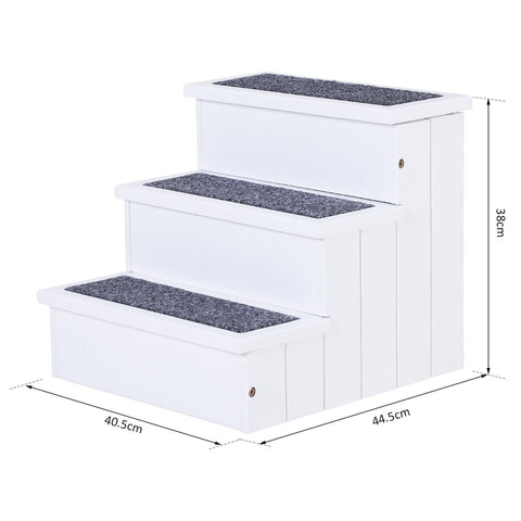 Rootz Hundetreppe – Wit – Dennenhout, Nadelfilz – 15,94 cm x 17,51 cm x 14,96 cm