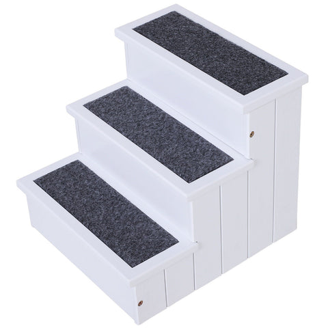 Rootz Hundetreppe – Wit – Dennenhout, Nadelfilz – 15,94 cm x 17,51 cm x 14,96 cm