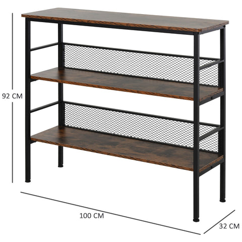 Rootz Standing Shelf Bookcase - Brown, Black - Engineered Wood, Steel - 39.37cm x 12.59cm x 36.22cm