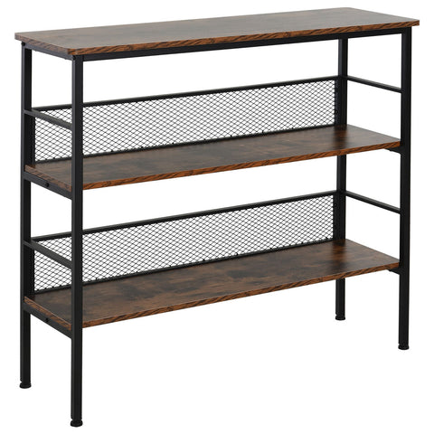 Rootz Standing Shelf Bookcase - Brown, Black - Engineered Wood, Steel - 39.37cm x 12.59cm x 36.22cm