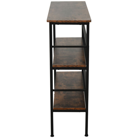 Rootz Standing Shelf Bookcase - Brown, Black - Engineered Wood, Steel - 39.37cm x 12.59cm x 36.22cm