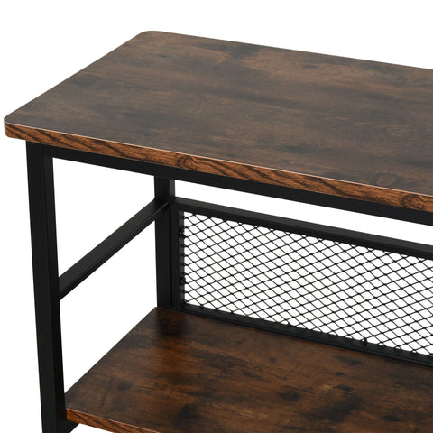 Rootz Standing Shelf Bookcase - Brown, Black - Engineered Wood, Steel - 39.37cm x 12.59cm x 36.22cm