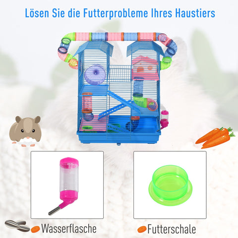 Rootz Hamsterkooi - Blauw - Metaal, Pp, Ps - 18,5 cm x 11,81 cm x 23,22 cm