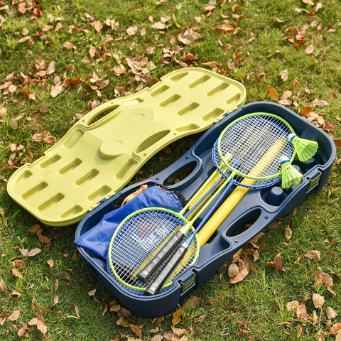 Rootz Badminton Net With Stand - Yellow, Blue - Plastic - 110.23 cm x 12.99 cm x 61.81 cm